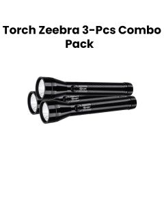 Mr. Light Zeebra Rechargeable LED Flashlight Torch Combo 3 Pieces, USB-C Charging Port, Ergonomic Cylindrical Design, Durable Construction - Black - MR222
