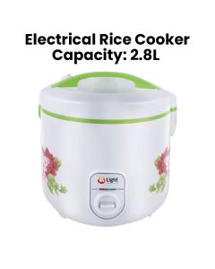 Mr. Light Rice Cooker 2.8L, Electric Heating Method, Manual Control Panel, Cool Touch Exterior - White - MR 2583