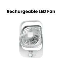 Mr. Light Rechargeable LED Fan With Light, Dual 3.7V 1200mAh Lithium Batteries, Fast Charging Support, Long Fan Operating Time - White - MR 3432