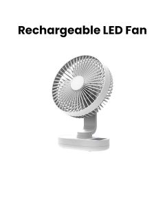 Mr. Light Rechargeable Fan With LED Light, 6500K Cool White LED Lighting, Dual 3.5V 1500mAh Rechargeable Batteries, Multi-Function Use - White - MR 3433