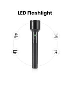 Mr. Light Rechargeable LED Flashlight Torch, Water Resistant Design, MC2 Opto Technology, Long Runtime - Black - MRGD3002