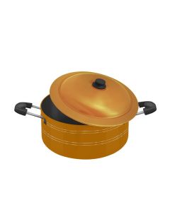 Mr. Light Pot With Stainless Steel Lid 6L, Non-Stick Coating, Strong Handle, Energy Saving Bottom - Golden - MR BIRIYANI POT 6