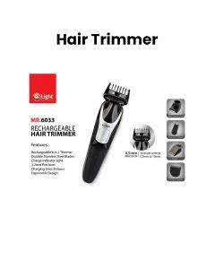 Mr. Light 6-In-1 Hair Trimmer, Up To 20 Length Settings, 45 Minutes Runtime, Ergonomic Design - Black - MR 6033