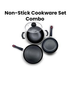 Mr. Light Non-Stick Cookware Set Combo, Non-Stick Coating, Strong Handles, Energy Saving Bottom - Black - MR KTF200