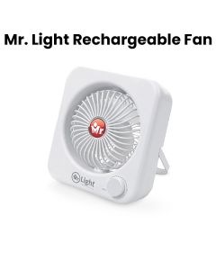Mr. Light Rechargeable Fan 6.8W, Adjustable Fan Speed Control, 70° Auto Oscillation, Auto Shutoff, 2000mAh Battery, USB Type-C Charging - White - MR3434