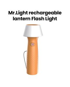 Mr. Light 2-in-1 Rechargeable LED Flashlight And Lantern, Dual Lighting Modes, Stepless Dimming, Lightweight Design, Multi-Functional - Orange - MR GD007