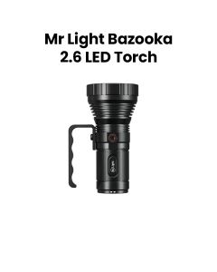 Mr. Light Rechargeable LED Torch, High-Lumen Long-Range Illumination, Multi-Mode Operation - Black - Bazooka 2.6