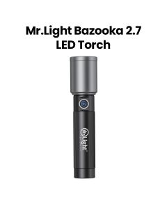 Mr. Light Bazooka 2.7 LED Flashlight 10W, 1200 Lumens Brightness, Telescopic Zoom, IPX6 Water Resistance - Black
