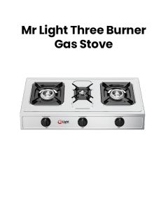 Mr. Light Stainless Steel Three Burner Gas Stove, Cast Iron Pan Support, Automatic Ignition, Blue Flame Technology - Silver - MRGB3B03SS