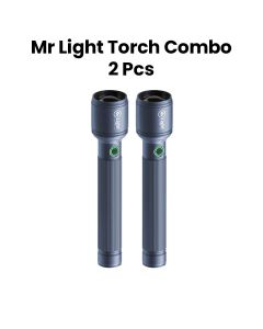 Mr. Light Zoom 2SC LED Flashlight Torch Combo 2 Pieces, Adjustable Lighting Modes, Adjustable Brightness, Rechargeable Lithium-Ion Batteries - Black - MRGD2X02