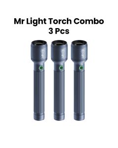 Mr. Light Zoom 3SC Torch Combo 3 Pieces, Rechargeable Lithium-Ion Batteries, USB-C Charging Port, Lightweight Aluminum Alloy Design - Black - MRGD3X03