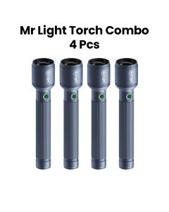 Mr. Light Zoom 3SC Torch Combo 4 Pieces, Rechargeable Lithium-Ion Batteries, USB-C Charging Port, Lightweight Aluminum Alloy Design - Black - MRGD3X04