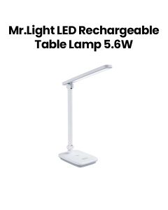Mr. Light LED Rechargeable Table Lamp 5.6W, 3000mAh Battery, Stepless Dimming, 3500K Natural Light, Foldable And Portable Design - White - MR6605