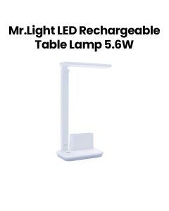 Mr. Light LED Rechargeable Table Lamp 5.6W, 3000mAh Battery, Stepless Dimming, 3500K Natural Light, Foldable And Portable Design - White - MR6606