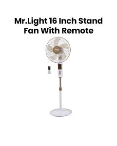 Mr. Light Stand Fan With Remote Control, Powerful 55W Motor, 7.5- Hour Programmable Timer, Energy-Saving Convenience - White - MR 3421