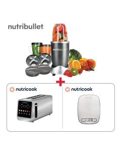 NutriBullet 600W Smoothie Maker + Nutricook 4-Slice Digital Toaster + Nutricook Digital Kitchen Scale Eko - Breakfast Essentials Bundle