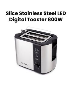 Nutricook 2-Slice Stainless Steel Digital Toaster 800W, LED Display Bread Toaster with Adjustable Browning | NC-T102S
