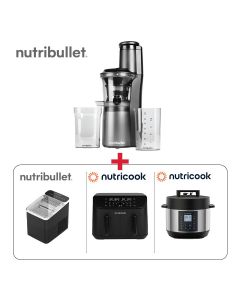 NutriBullet Slow Juicer + Nutricook Air Fryer Duo 8.5L + Nutricook Smart Pot 2 9.5L + Nutricook Bullet Ice Maker - Nutricook Family Feast Bundle