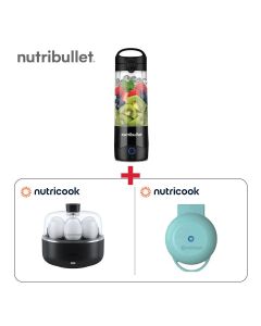 NutriBullet Portable Blender + Nutricook 2-Slot Egg Cooker + Nutricook Mini Waffle Maker - Nutricook Morning Essentials Bundle