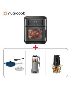 Nutricook 2-in-1 Tea Maker + Nutricook Air Fryer Oven 12L + Nutricook 1.2L Electric Chopper + Nutricook One Pan 26cm - Nutricook Brunch Bundle (301006000000122 + 301006000000129 + 301006000000086 + 301006000000079)