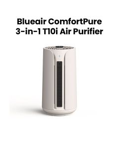 Blueair Blue Pure T10i Air Purifier, Blue Max Filter, Air Quality Sensor And LED Indicator, Modern Compact Design - White/Grey