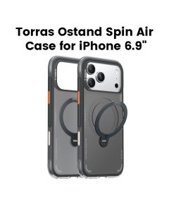 Torras Ostand Spin Q3 Air Series Case For Apple iPhone 17 Pro Max, 18N+ N52 Magnets, 13FT Drop Protection - Black - X00FX3009