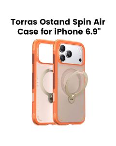 Torras Ostand Spin Q3 Air Series Case For Apple iPhone 17 Pro Max, 18N+ N52 Magnets, 13FT Drop Protection - Orange - X00FX3011