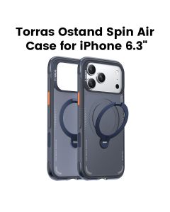 Torras Ostand Spin Air Series Case For Apple iPhone 17 Pro, 18N+ N52 Magnets, 360° Rotatable Aluminum Alloy Stand - Blue - X00FX3012
