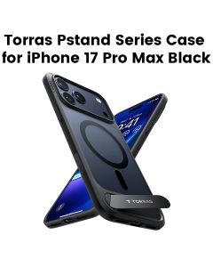 Torras Pstand Series Mobile Case For iPhone 17 Pro Max, Durable Stand Design, Hands-Free Viewing, Powerful Magnetic Attachment, Secure Fit - Black - X00FX2564