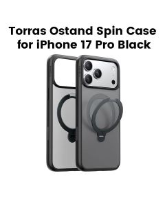 Torras Ostand Spin Series Case For iPhone 17 Pro, Strong Magnetic Hold, Ostand Q3 Rotating Stand - Black - X00FX2570