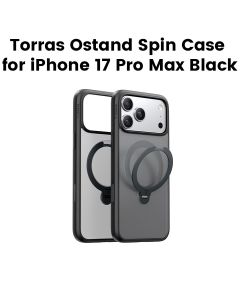 Torras Ostand Spin Series Case For iPhone 17 Pro Max, Magnetic Ring Design, Built-In Rotating Stand - Black - X00FX2571