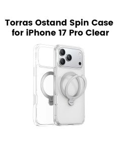 Torras Ostand Spin Series Case For iPhone 17 Pro, Strong Magnetic Hold, Ostand Q3 Rotating Stand - Clear - X00FX2574