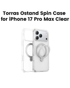 Torras Ostand Spin Series Case For iPhone 17 Pro Max, Magnetic Ring Design, Built-In Rotating Stand - Clear - X00FX2575