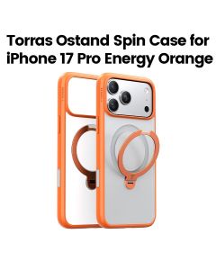 Torras Ostand Spin Series Case For iPhone 17 Pro, Strong Magnetic Hold, Ostand Q3 Rotating Stand - Energy Orange - X00FX2576