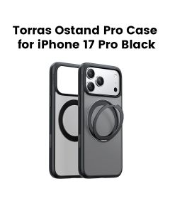 Torras Ostand Pro Series Mobile Case For iPhone 17 Pro, 360° Rotating Stand, 18N Powerful Magnetic Hold - Black - X00FX2581