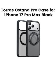 Torras Ostand Pro Series Case For Apple iPhone 17 Pro Max, 18N Powerful Magnetic Hold, 360° Pivot Rotation Stand - Black - X00FX2582