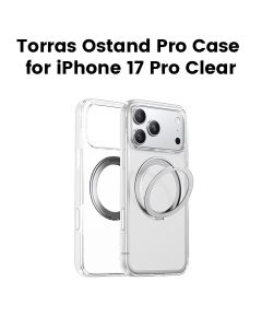Torras Ostand Pro Series Mobile Case For iPhone 17 Pro, 360° Rotating Stand, 18N Powerful Magnetic Hold - Clear - X00FX2584