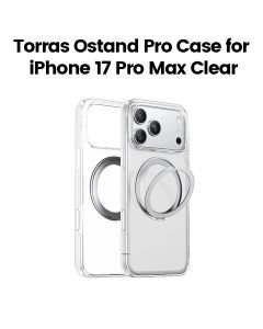 Torras Ostand Pro Series Case For Apple iPhone 17 Pro Max, 18N Powerful Magnetic Hold, 360° Pivot Rotation Stand - Clear - X00FX2585
