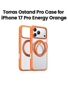 Torras Ostand Pro Series Mobile Case For iPhone 17 Pro, 360° Rotating Stand, 18N Powerful Magnetic Hold - Energy Orange - X00FX2586