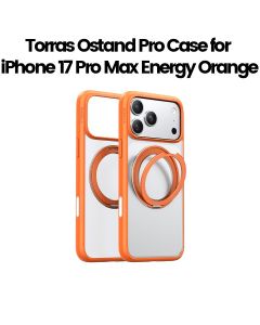 Torras Ostand Pro Series Case For Apple iPhone 17 Pro Max, 18N Powerful Magnetic Hold, 360° Pivot Rotation Stand - Energy Orange - X00FX2587
