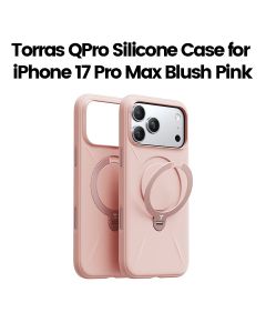 Torras QPro Silicone Case For Apple iPhone 17 Pro Max, 360° Rotating Stand, Raised Bezel Protection, Non-Slip Grip - Blush Pink - X00FX2597