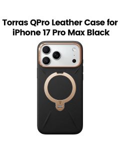 Torras QPro Leather Case For iPhone 17 Pro Max, 18N Powerful Magnetic Hold, 360° Pivot Rotation Stand - Black - X00RP135B059