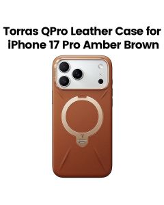 Torras QPro Leather Case For iPhone 17 Pro, 18N Powerful Magnetic Hold, 360° Pivot Rotation Stand - Amber Brown - X00FX2606