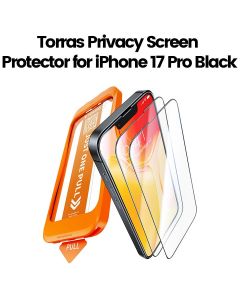 Torras Privacy Screen Protector For iPhone 17 Pro, 12FT Drop Protection, 9H+ Hardness For Enhanced Durability - Black - X00FX2626