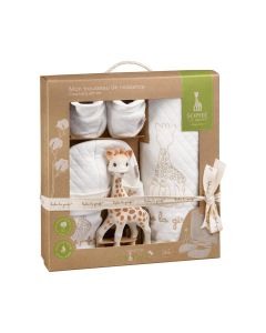 Sophie La Girafe So'Pure My Birth Outfit Newborn Gift Set 0+ Monthss 5 Pieces, Multi-Functional, Bright And Engaging, Lightweight And Easy To Grip - White