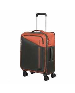 American Tourister Dashway 58cm Cabin Suitcase, Softside 4-Wheel Spinner, Expandable Luggage  Puffin Orange/Grey