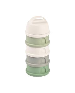 Beaba Milk Powder Containers With 4 Chambers, Stackable Powdered Milk Dispenser, Airtight, Easy To Use, Modular Dosing Box - Cotton White/Sage Green
