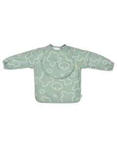 Beaba 2 In 1 Bib With Removable Sleeve, Soft And Lightweight Material, Foldable Recovery Pocket, Full-Sleeved For Maximum Protection - Sage Green