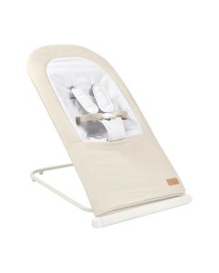 Beaba Eazy Relax Folding Bouncer, Ergonomic Baby Bouncer Chair, 3 Reclining Positions, Removable Cover, Safety Harness - Greige