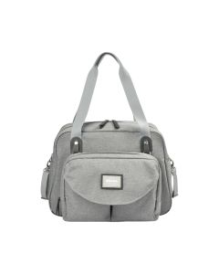 Beaba Geneva II Changing Bag, Removable Shoulder Strap, Integrated Stroller Attachment System, Multiple Storage - Heather Gray